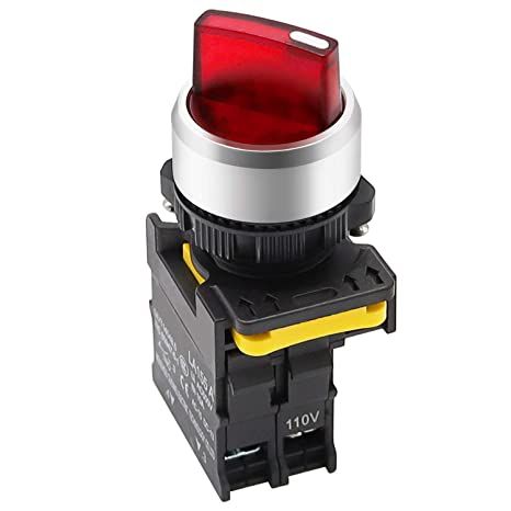 2 WAY SHORT HANDLE ROTARY SWITCH RED ILLUMINATED